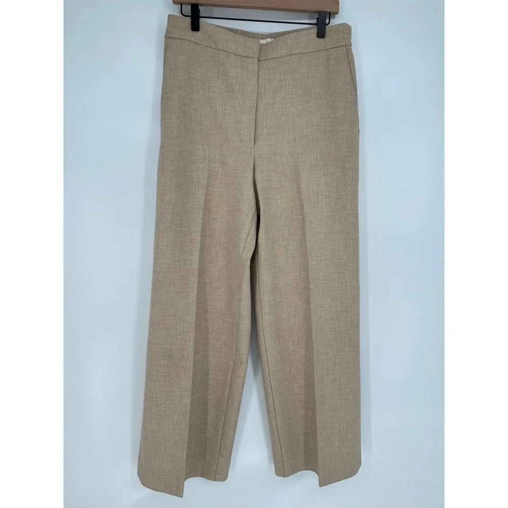 Wilfred Alanya Pant Stretch Suiting High-rise Wide-leg Pant-Heather Oat Beige-12 - Picture 2 of 12